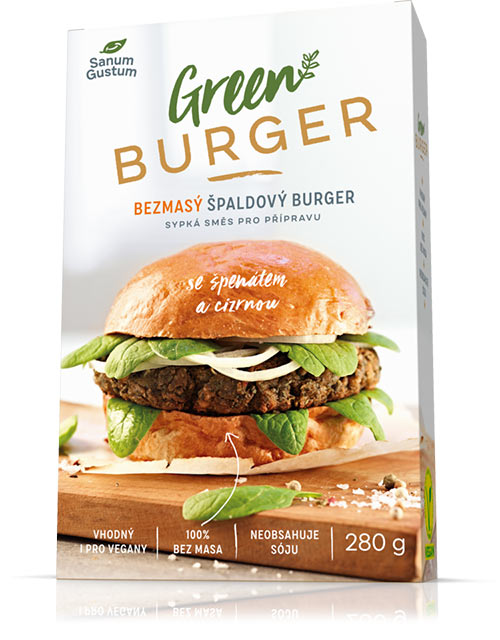 Špaldový Green Burger se špenátem a cizrnou